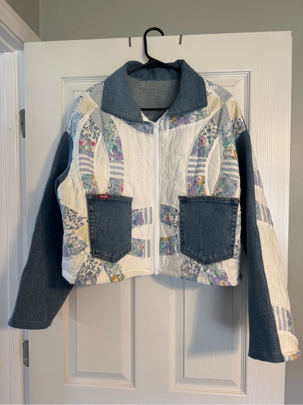 One of a Kind Handmade Quilt Jean Jacket
